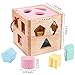 Babe Rock Shape Color Sorter Toddler Toy - Wooden Toddler Toy Color Recognition Shape Sorting Cube Lid for Toddlers Learning Sort and Match Toys for 3 Years Old Boys Girls