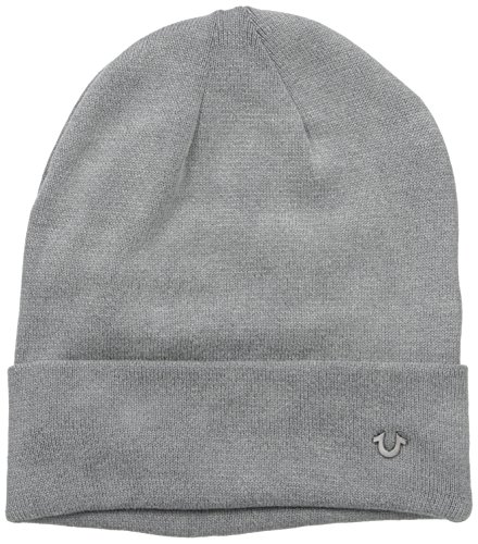 True Religion Men's Acid Washed Flat Knit Watchcap, Factory Grey, One Size