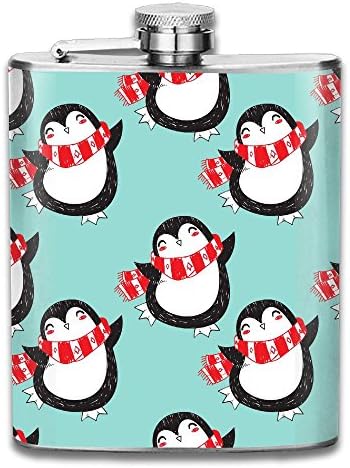 JIUHUBX Cartoon Red Penguin Scarf Stainless Steel Liquor Flagon Retro Pocket Flask\Stainless Steel Travel Flask Great Little Gift,Safe And Nontoxic