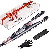 Professional Hair Straightener 2 in 1 Curling Iron Tourmaline Ceramic Twisted Flat Iron Fast Heating-up Adjustable Temp with LCD Digital Display&Auto Shut-off Hair Styling Tools for All Types