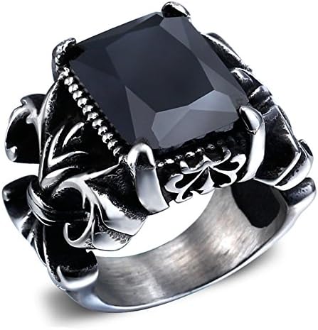 Unistyle Fashion Vintage Jewelry Mens Crystal Stainless Steel Ring Designs Unique Gothic Dragon Claw Cool Biker Finger Rings Red/Blue/Black Silver (Black Size 7)