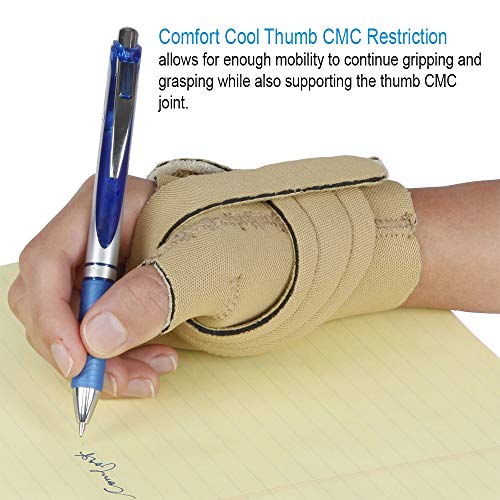Comfort Cool Thumb CMC Restriction Splint. Beige Patented Thumb Brace Provides Support, Compression. Helps Arthritis, Tendinitis, Surgery, Dislocations, Sprains, Repetitive Use. Left Medium.