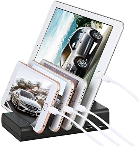 ZGLON Table USB Charging Station Smart 4-Port Desktop Charger Stand Organizer for iPhone, iPad and Other USB-Charged Devices