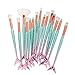 Loyalt Mermaid Makeup Brushes Set Chubby Fish Foundation Brush with Box 15pcs Soft Nylon Bristles Beauty Make Up Kits Face Blush Concealer Eye Lip Cosmetic Tools - Green Gradient