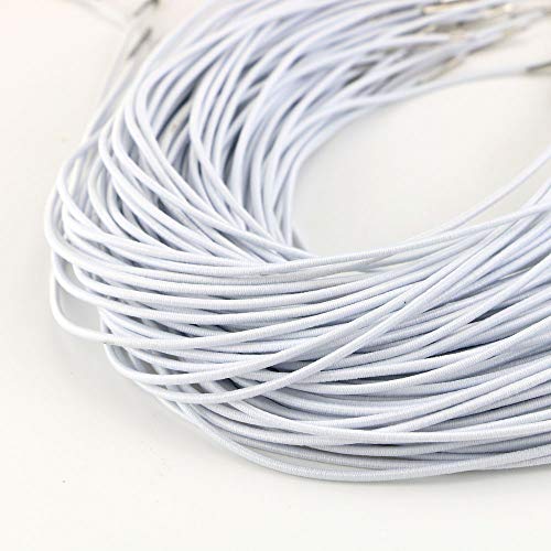 DLOnline 100Pcs 2mm Elastic Barbed Cord Stretch Round String with Silver Dual Metal Barbs for Mask Making, Binding, Hanging（30cm，White） - Thumbnail 3