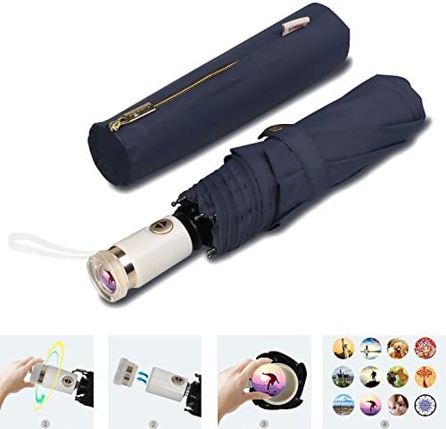 Hanmir Mini Automatic Umbrellas, 8 Ribs Windproof Travel Umbrella Auto Open Close (Blue)