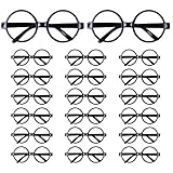 Aneco 20 Pieces Plastic Wizard Glasses Kids Round Glasses Frame No Lenses for Boy or Girls Costume Party Supplies (Black)