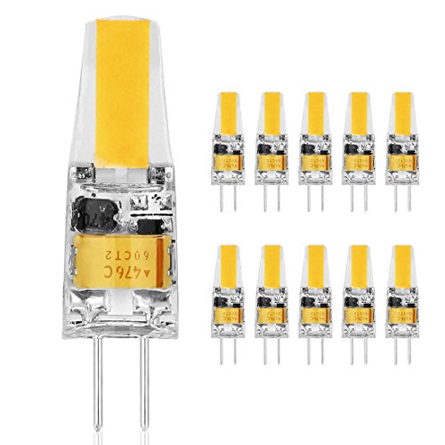 10-Pack COB G4 LED Bulbs, 2W(25W Halogen Equivalent), DC/AC12V, 3000K Warm White by LAKES