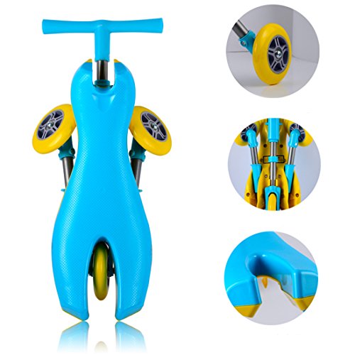 Freshday Toddlers Glide Tricycle for Indoor and Outdoor Use, Foldable Kids Fly Bike Trike Scooter, Non Scratch Wheels and No Assembly Required (Blue) - Thumbnail 5