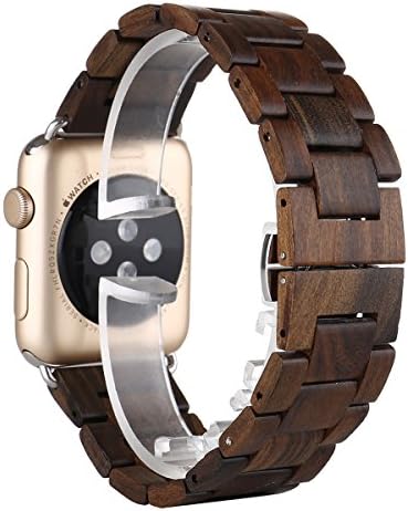 Japuwy Handmade Wooden Grain Watch Band 42mm Replacement Bracelet Wristband for New 2018 Apple Watch Series 1 Series 2 Series 3 Sport(42mm Ebony)