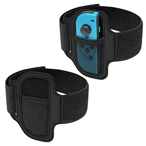 Leg Strap for Nintendo Switch Joycon, Adjustable Elastic Sport Movement Leg Fixing Strap for Nintendo Switch Game with 2 Ring-Con Grips