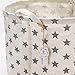 Sea Team 19.7 Inches Large Sized Waterproof Coating Ramie Cotton Fabric Folding Laundry Hamper Bucket Cylindric Burlap Canvas Storage Basket with Stylish Stars Design (19.7