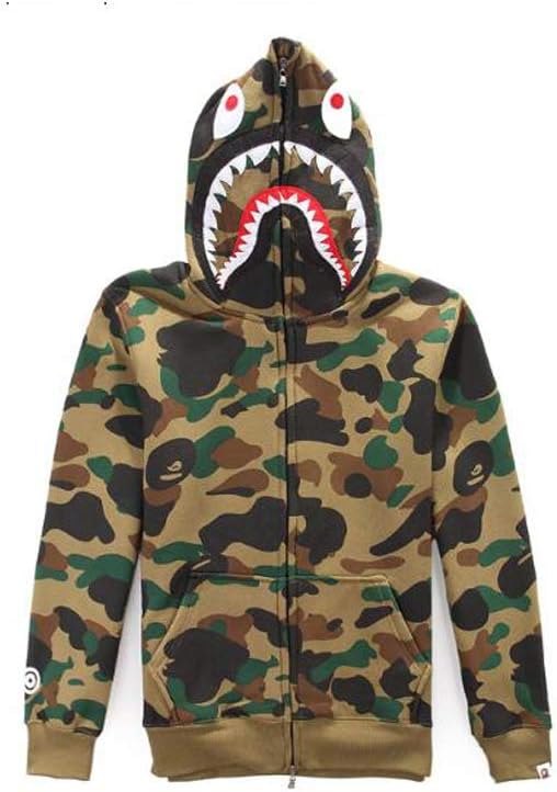 Fashion Shark Zip Hoodie Sweatshirt Men Hoodies Sweatshirt Fashion Casual Coat Outdoor Hip-Hop Funny Tops