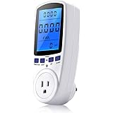 Power Meter Plug, Power Consumption Monitor Electricity Usage Monitor Analyzer Home Energy Consumption Analyzer with Digital LCD Display, Overload Protection and 7 Display Modes for Energy Saving