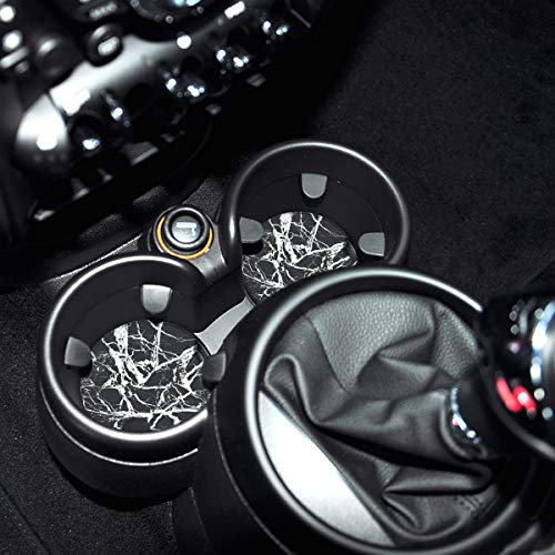 Absorbent Stone Car Coasters for Drinks, Black Marble Style Absorb Condensation for protect the Car cup holder and keep your car clean,Small 2.6" Diameter,Set of 2 - Thumbnail 4