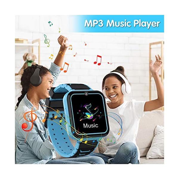 Kids-Smart-Watch-Smart-Watch-for-Kids-with-Phone-Call-Games-Music-Player-SOS-Calculator-Recorder-Alarm-Clock-1-GB-Micro-SD-includedKids-Watch-Gifts-for-Boys-Girls-3-12Y-BLUE Kids Smart Watch, 16 Games Smart Watch for Kids with SOS Call Music Player Camera Calculator Recorder Alarm Clock[Built…