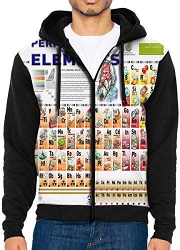Men Hoodie Fun and Interesting Periodic Hot Full Zip with Pocket Sweatshirt Lightweight for Christmas