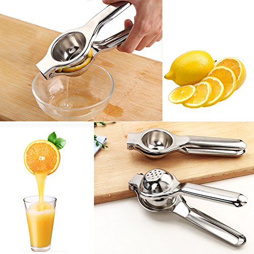 Lemon Lime Squeezer - Manual Citrus Press Juicer - Stainless Steel Hand Press Orange Squeezer for Lemons, Watermelon, Tomato, Citrus (Stainless steel)