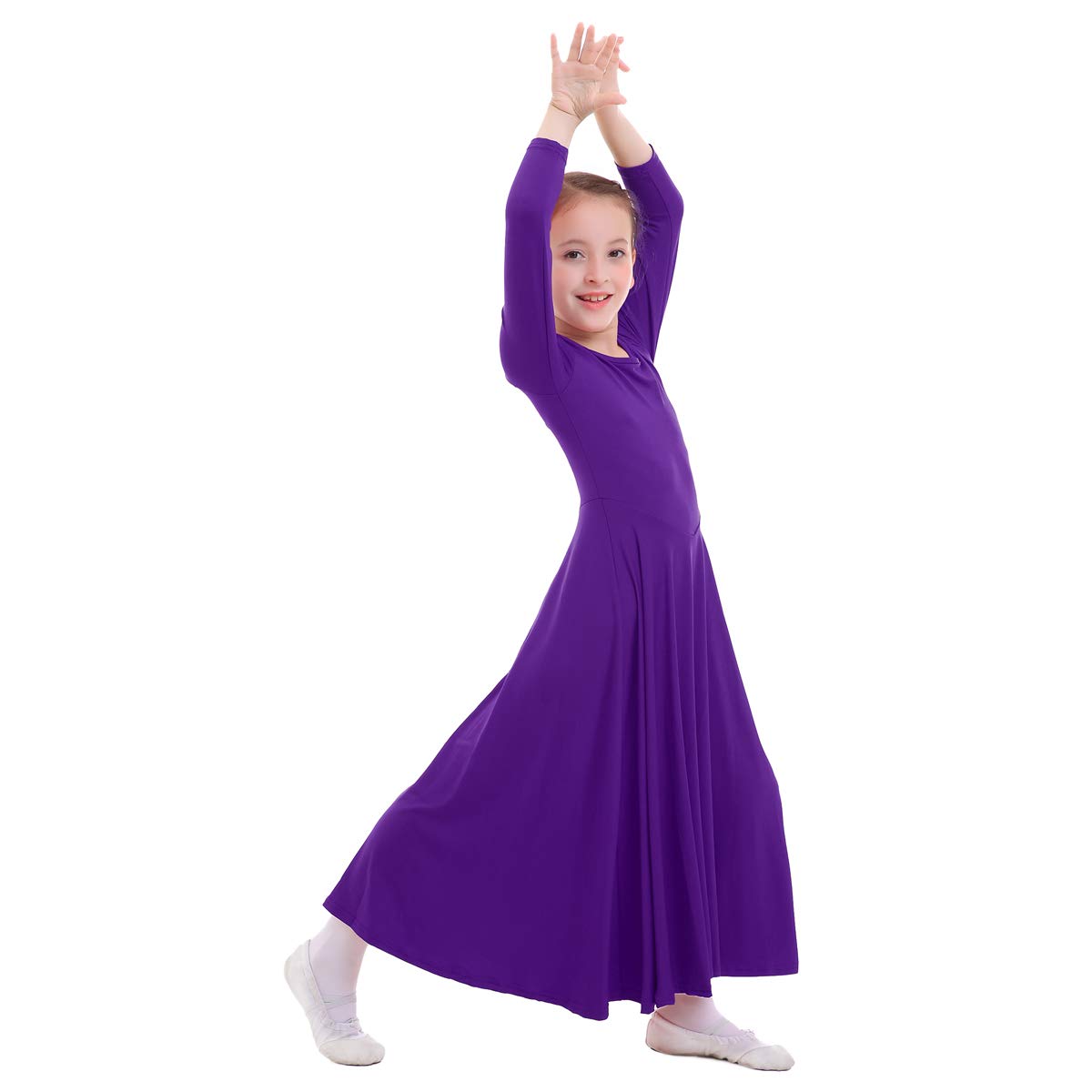 IMEKIS Girls Liturgical Praise Dance Dress Loose Fit Full Length Swing