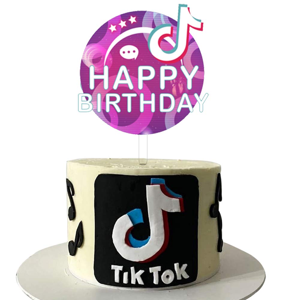 TIK Tok Happy Birthday Cake Topper,TIK Tok Party Supplies, TIK Tok Decorations Theme Party