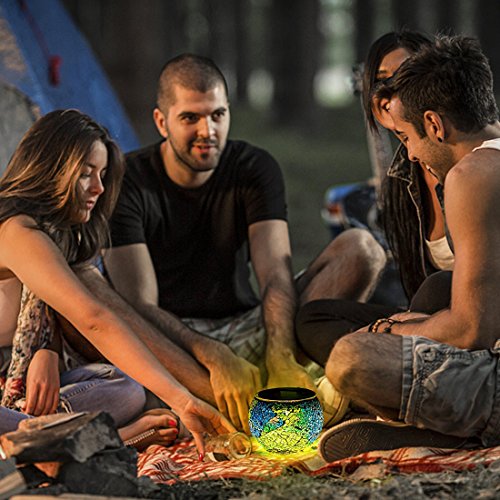 Solar Glass Ball Table Lamp Mosaic Lights 2 Pack Waterproof Night Light for Home, Garden, Patio Decoration,Ideal Gifts (Multicolor) - Thumbnail 6