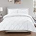 Sweet Home Collection 3 Piece Luxury Pinch Pleat Pintuck Fashion Duvet Set, King, White