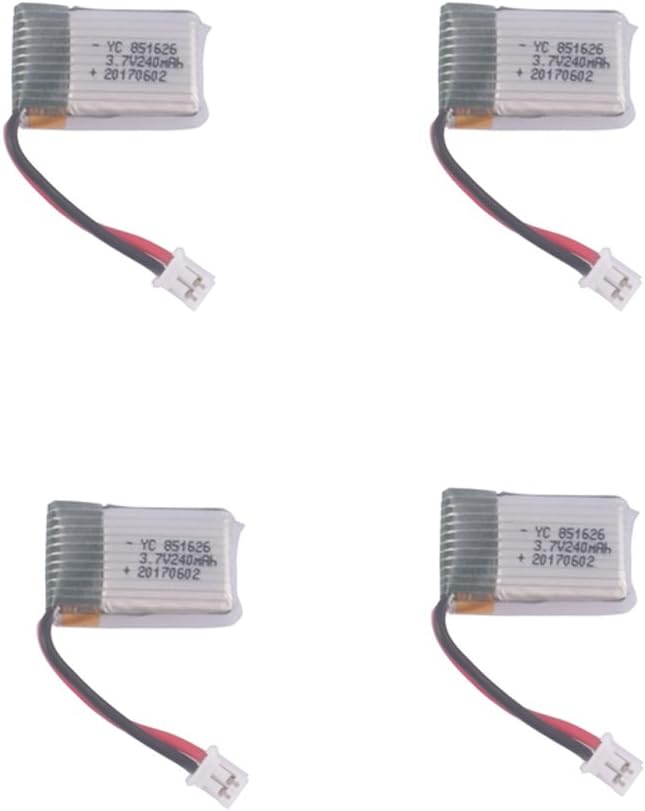 YouCute 4PCS 240mAh Upgrade Battery for Poke FPV Eachine E010 JJRC H36 NIHUI NH010 Rc Quadcopter Drone Spare Parts (4PCS 240mAh Batteries)