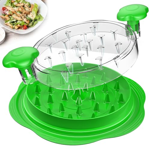 Large Chicken Shredder with Brush and Fork, Visible Meat Shredder Machine, Strong Non-Slip Strip, Ergonomic Handle, BPA Free, Suitable for Pork, Beef and Chicken (Green)