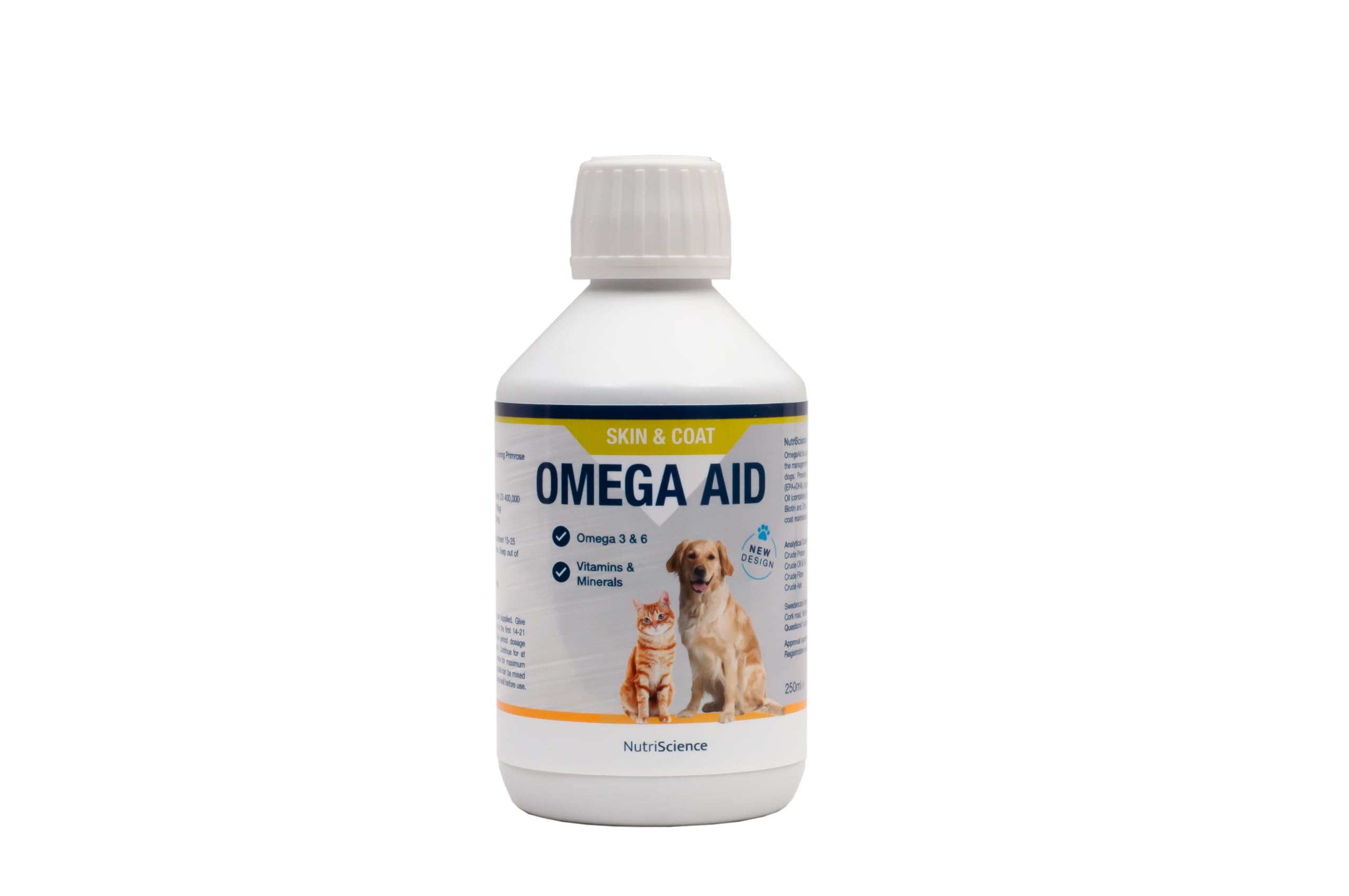 NutriScience Omega Aid Skin & Coat Supplement for Dogs – High Strength Omega 3 & 6 Fatty Acids, Biotin & Zinc – Supports Healthy Skin, Shiny Coat & Itch Relief – Aniseed Flavour – 250ml
