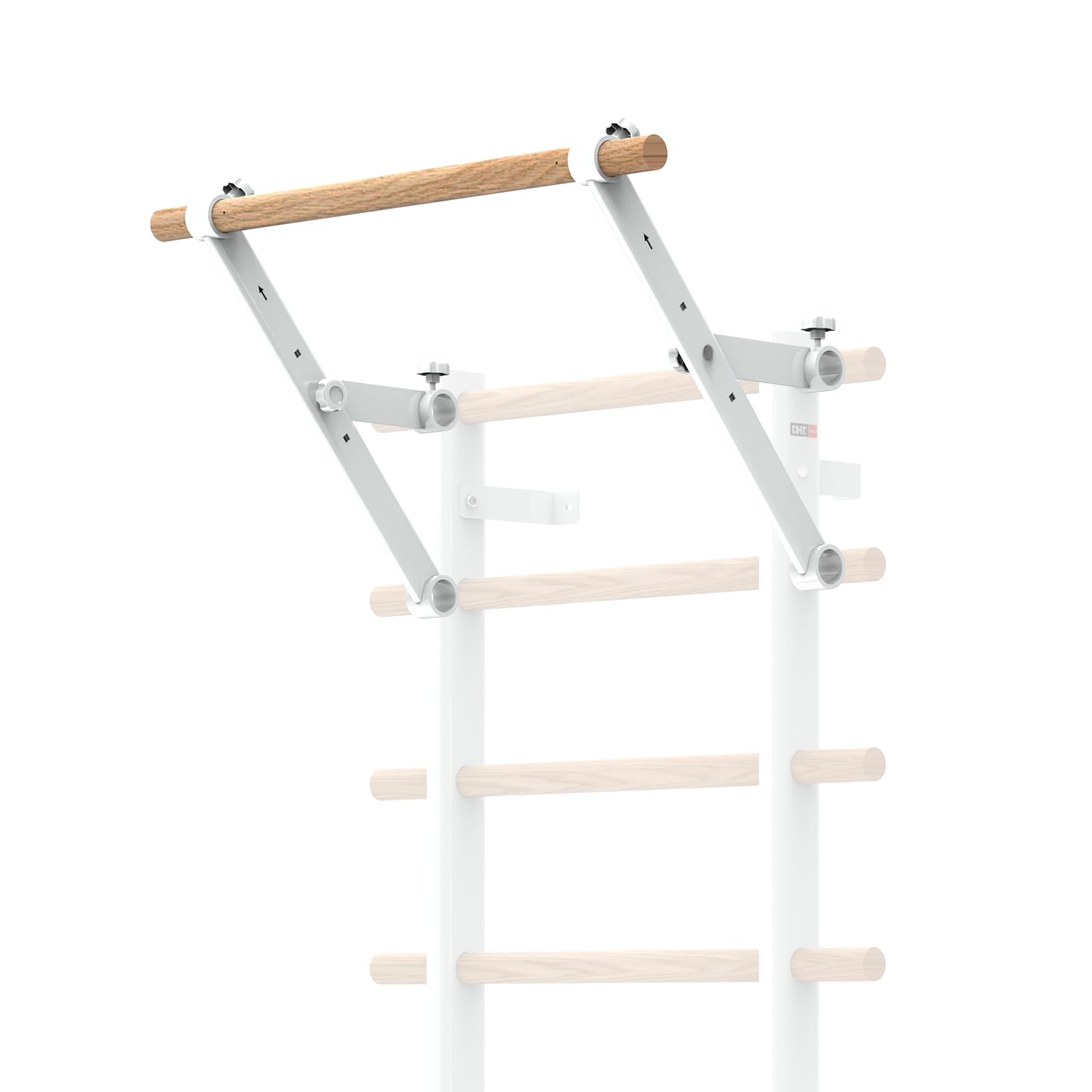Photo 1 of DHT Single Bar Bracket, Swedish Ladder Pull Up Bar Exclusive Attachment, for Home, School, Physical Therapy and Gymnastics, White