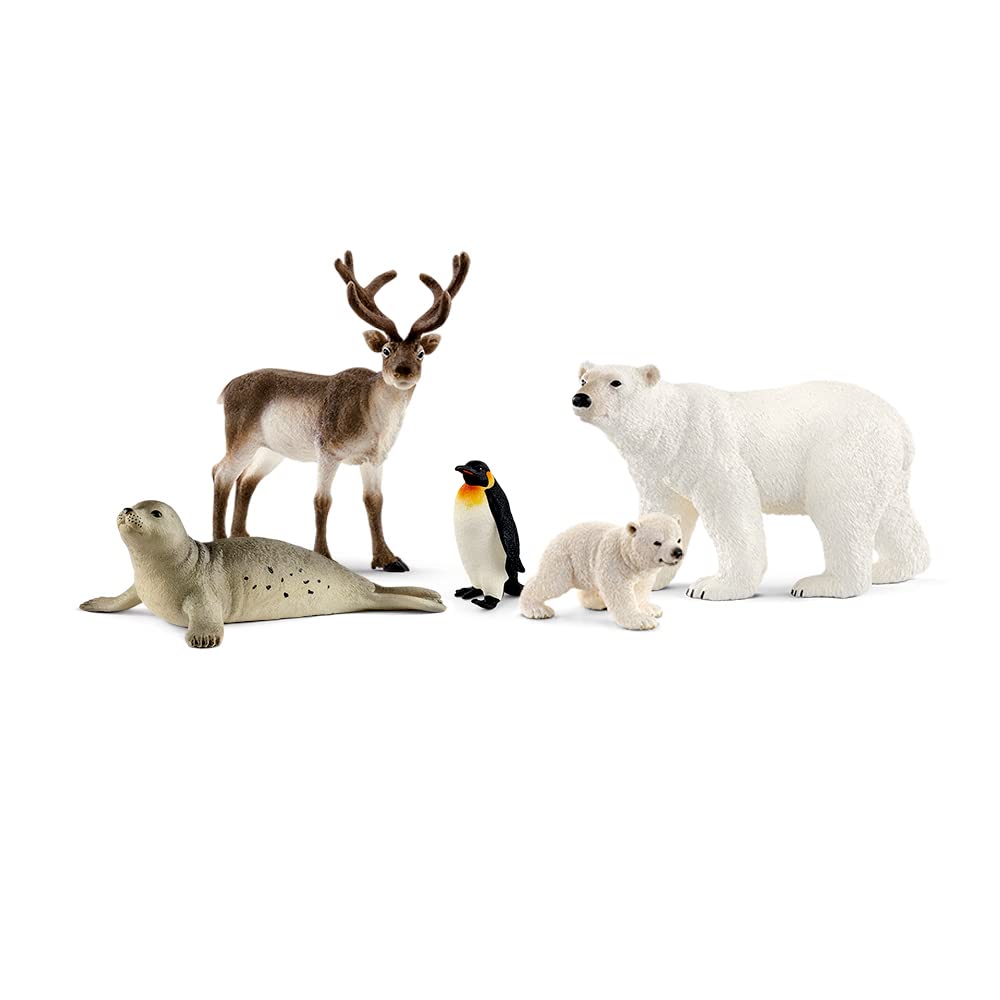 Photo 1 of Schleich Wild Life - 5PC Arctic Animal Toy Bundle with Penguin, Reindeer, Seal, Polar Bears - Animal Figurine Starter Set for Snow Safari Imaginative Play - Educational Toys for Kids Ages 3+ | 77421