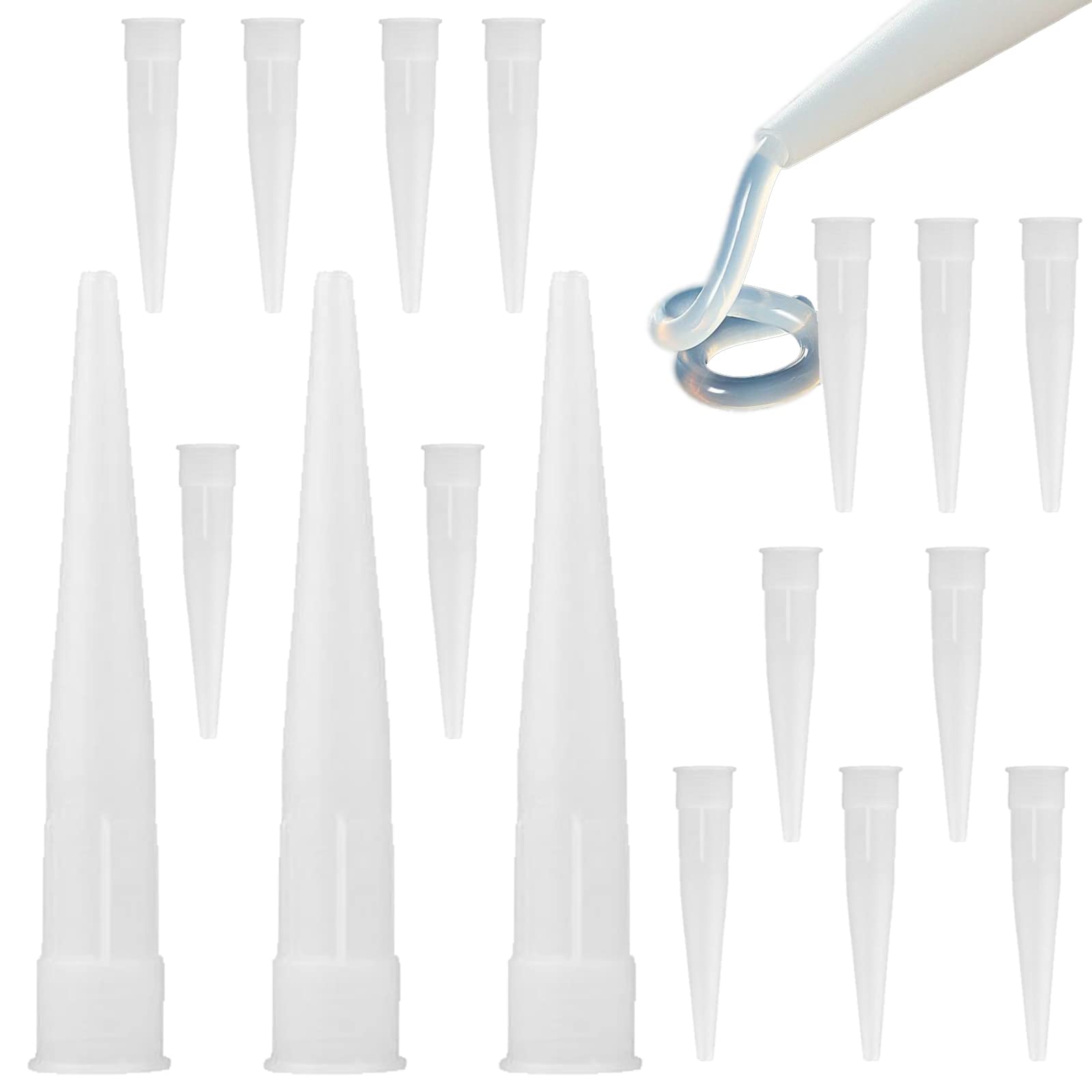 XHBTS 60 Silicone Nozzles Applicator Plastic Caulking Gun Extender Caulk Nozzle Tip Tool for Sausage Caulking Gun, Caulk Nozzles Applicator White