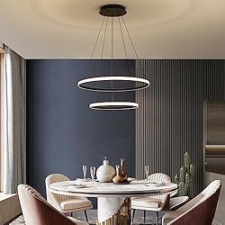 Dimmable LED Pendant Light for Dining Room, 2 Ring