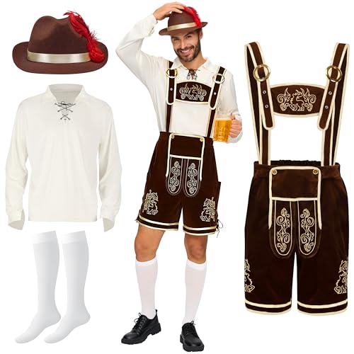 Spooktacular Creations Men’s German Bavarian Oktoberfest Costume Set, Beer Costume Hat for Adults Halloween and Beer Festival