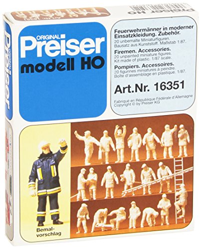 Preiser 16351 Emergency Modern German Firefighters Unpainted Figure Set Package(20) Figures & Equipment HO Model Figure