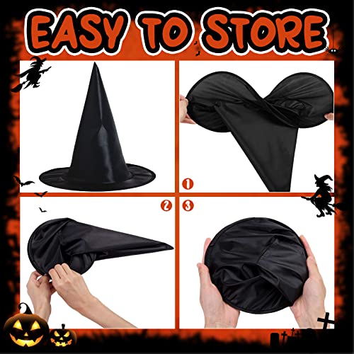 Halloween Decorations Outdoor Indoor - 8PCS Witch Hats & 32PCS 3D Bats Decoration, Witch Hat, Witches Hat, Halloween Decor for Party Favors, Party Supplies, Porch Decor