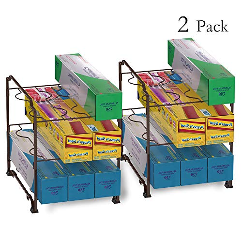 3Tier Kitchen Wrap Organizer Rack，Stackable Kitchen and