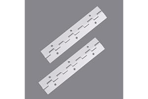 EYSOLD [2-Pack] 6-Inch White 304 Stainless Steel Piano Hinges,Heavy Duty 0.05-Inch Thick Continuous Hinges,1.2-Inch Open Width,Ideal for Modern Cabinet Doors, Display Cases & Furniture Hardware