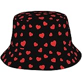 SZBKRHN Valentine's Day Hearts Bucket Hats Cap for Women Men Fashion Packable Travel Summer Hiking Beach Hat