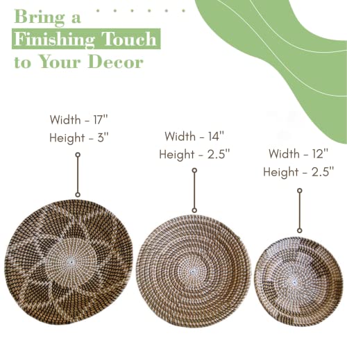 Extra Large Hanging Wall Basket Decor Set of 3, Woven Basket Wall Decor