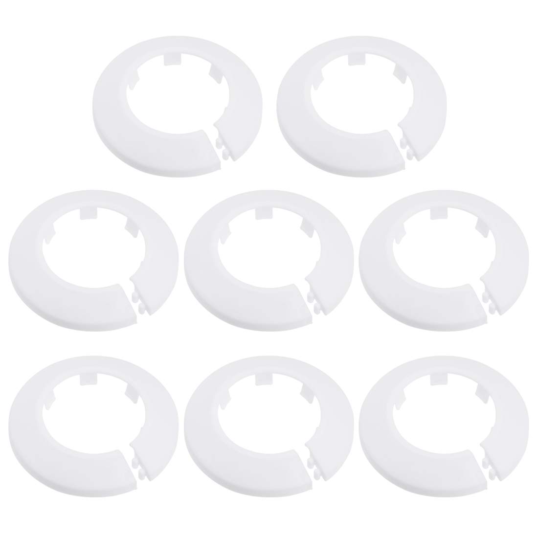 sourcing map 43-44mm Pipe Cover Decoration PP Plastic Water Pipe Escutcheon White 8pcs