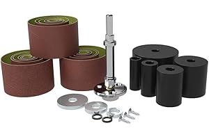 NXTUL Small Drill Press Sanding Spindle Starter Kit | 2“ Mandrel with Bottom Support Design for Maximum Spindle Rigidity| 5 pc. Sanding Drums Set | 18 pc Assorted Sanding Sleeves Coarse, Med., Fine