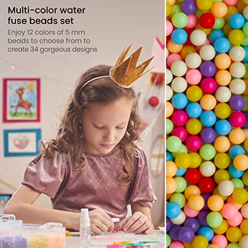 Arteza Kids Water Fuse Beads Kit, 9600 Beads, 12 Colors, with Storage