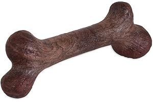 Pet Qwerks Dinosaur BarkBone - Nylon Dog Bone for Aggressive Chewers - Steak Flavor - 9.75"