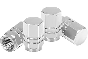 MOLY MAGNOLIA 4 PCS Tire Stem Valve Caps Wheel Valve Covers Car Dustproof Tire Cap, Leak-Proof Air Protection Fits Cars, Trucks, Bikes, Motorcycles, Bicycles, Hexagon Shape Design (Silver)