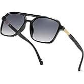 aisswzber Retro Aviator Rectangle Sunglasses for Women Men Unisex UV400 Protection Lightweight Frame Trendy Sun Glasses