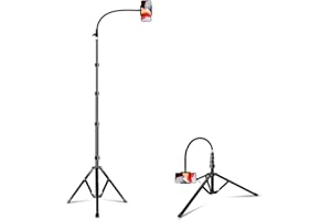 Elitehood 6.7 Feet Tall Phone Tripod, 17" Gooseneck Overhead Tripod for iPhone, Heavy Duty Metal iPhone Tripod Stand, Adjusta