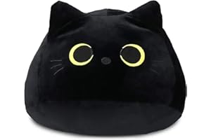 YOMOTREE Cat Stuffed Animal Toy Pillow, Soft Plush Pillow, Black Cat Plush Toy, Gifts for Boys Girls Kids (20cm/7.8in)