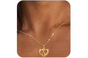 Woplagyreat Heart Initial Necklaces for Women, 14K Gold Plated Cute Flower Heart Initial A-Z Pendant Necklace Dainty Heart Necklaces for Women Jewelry Gifts