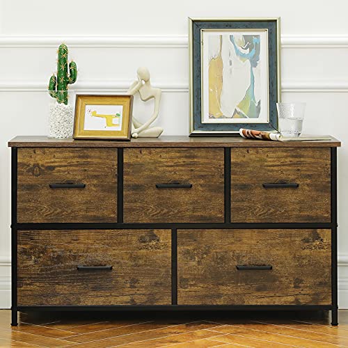 Hasuit 5 Drawer Dresser, Fabric Storage Chest Clothes Organizer, Sturdy